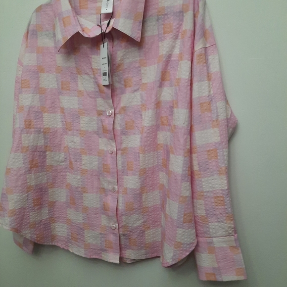NWT Smash + Tess Malia Hawaiian Check Long Sleeve Button  Front Shirt - Picture 6 of 11